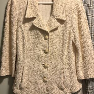 St John Cream Textured Blazer